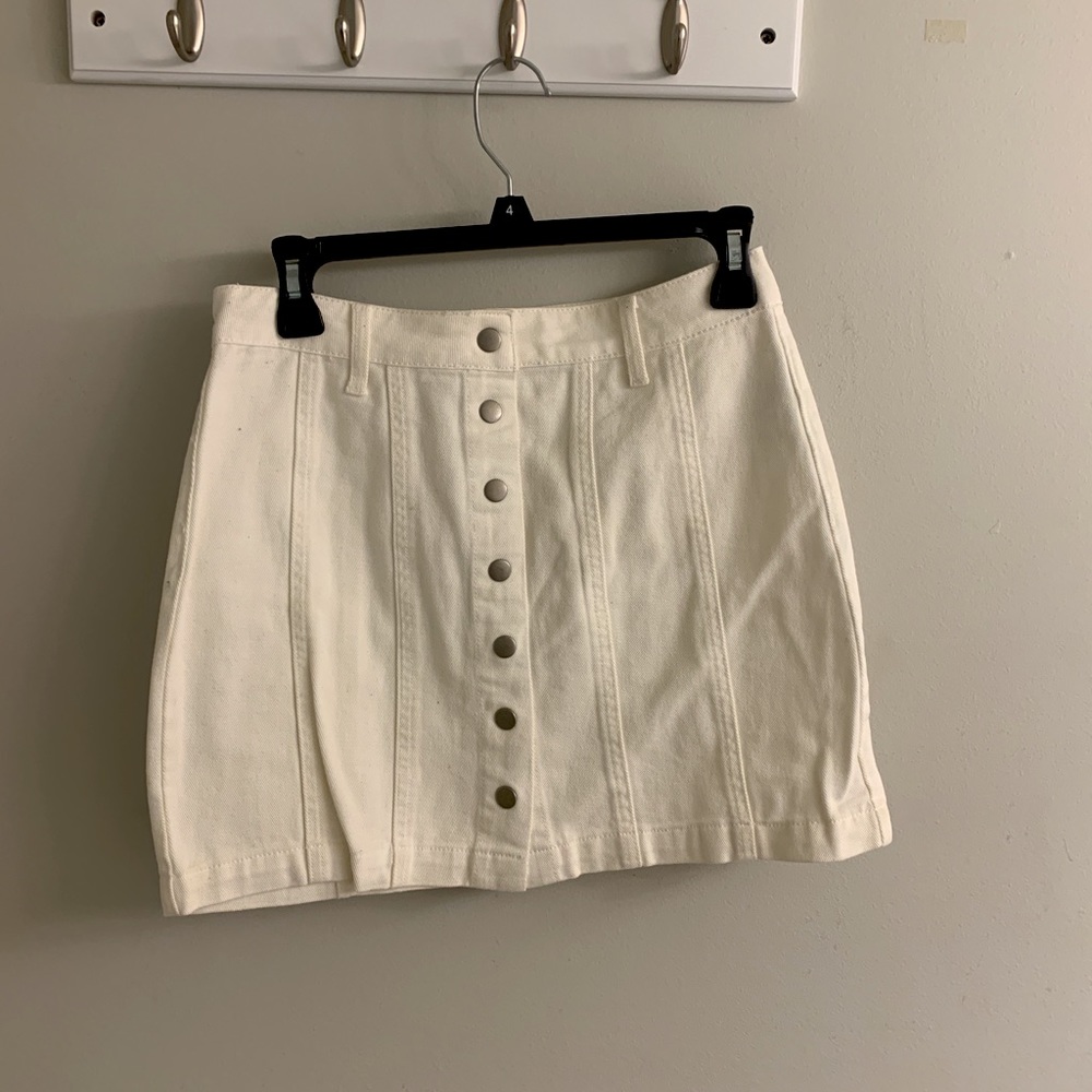 White Jean button-up skirt